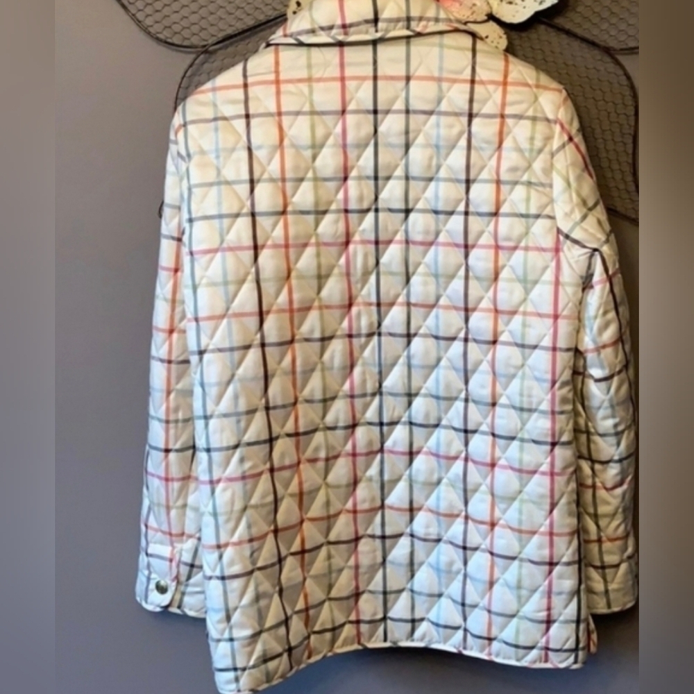 Coach Women's Cream Multicolor Plaid Puffer Jacket - Picture 2 of 5